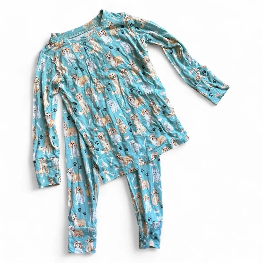 Lev Baby Bamboo Pajama Set Blue Dog Print Size 3T Soft Sleepwear Loungewear